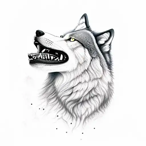 A Fierce And Wounded Wolf Howling At The Full Moon