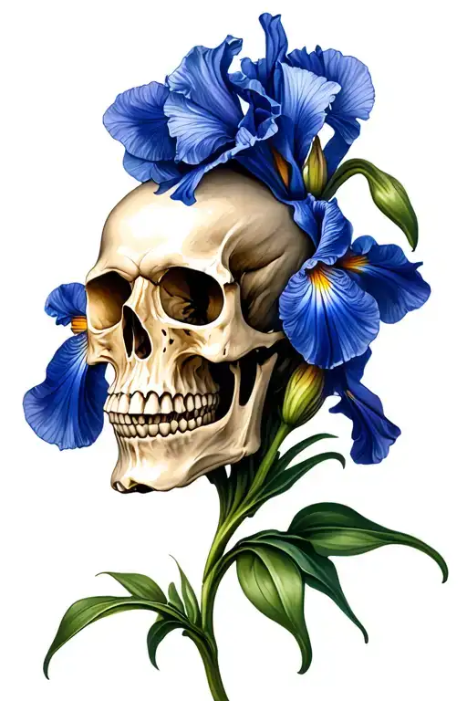 Skull And Iris Flower