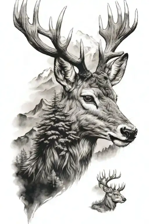 Mountain With Deer Head