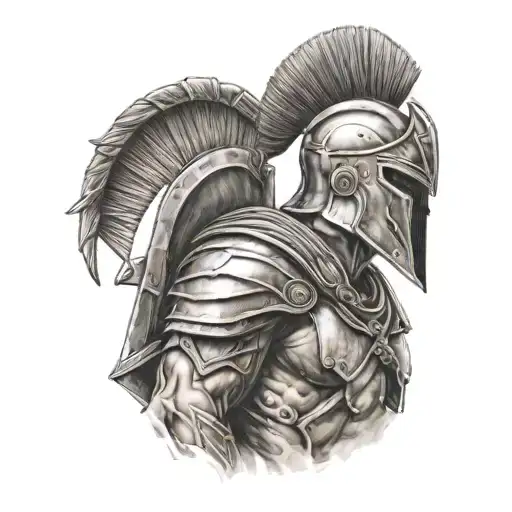 A Spartan Soldier Top Half Male Warrior Walking