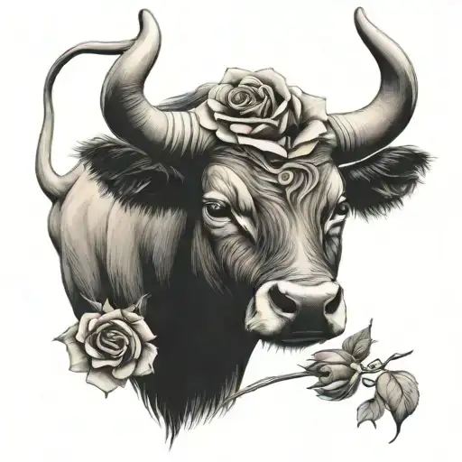 Taurus Symbol With Rose Intertwined