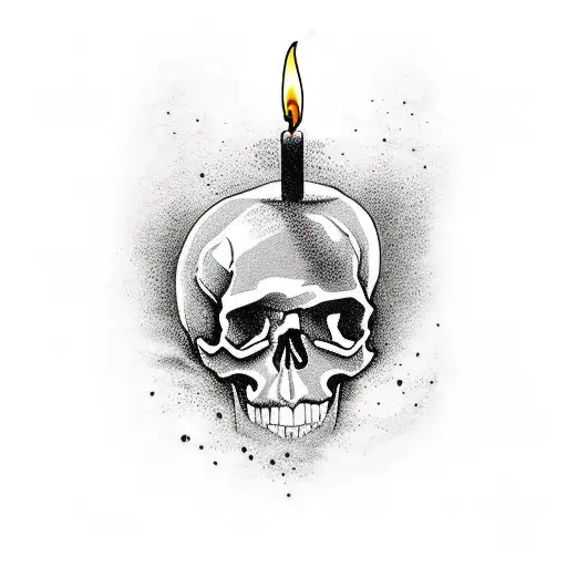 Skull With A Candle In The Top Floting In The Water