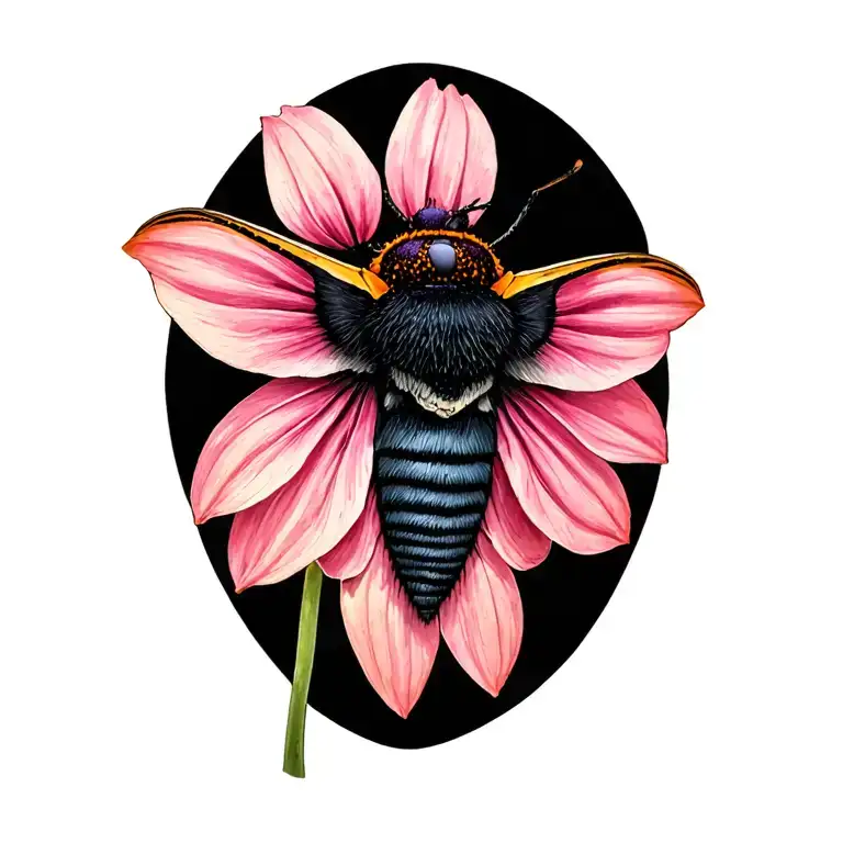 Rosy Maple Moth On Black Eyed Susan