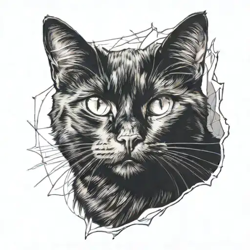 Black Cat With Outline Of Pather Behind It