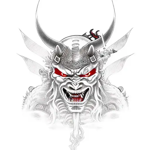 Demon Samurai With Blooded Katana