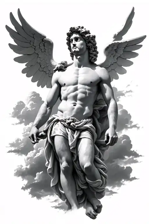 Zeus And Cherub In Sky