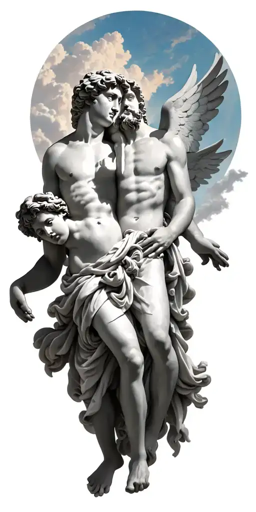 Zeus And Cherub In Sky