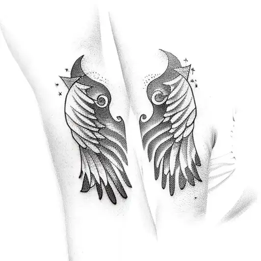 Two Angel Wings On Arm With Stars