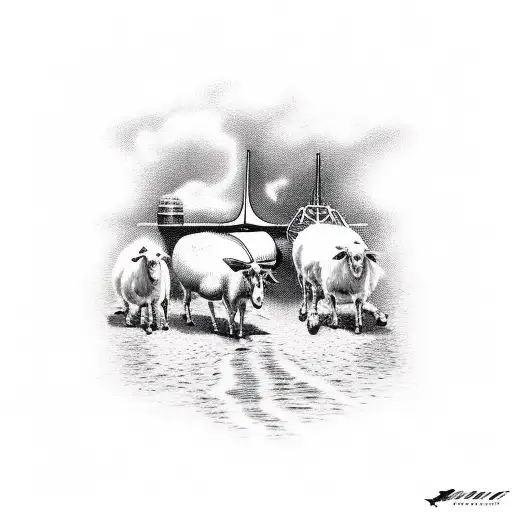 A Group Of Farm Animals Jamming Together In A Band On A Sailboat