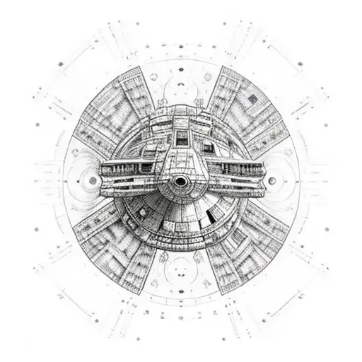 Millennium Falcon Flying Through A Galaxy
