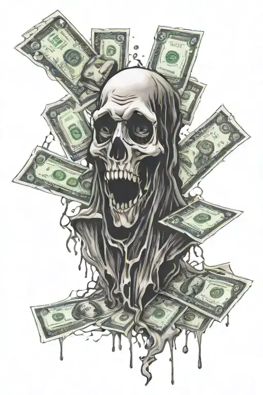 Dark Ghost With Money From Trading Charts Representing