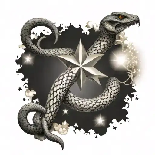 Place The Name Mergi With Star Rays And A Snake