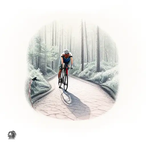 Cyclist Going Through A Forest