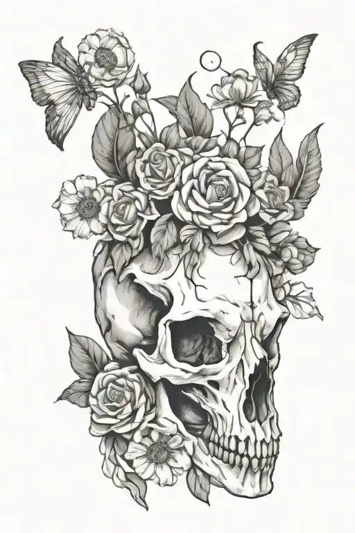 Horse Skull With Flowers