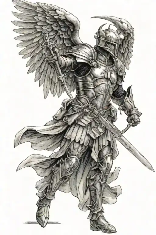 Archangel Michael Full Armor Holding A Sword