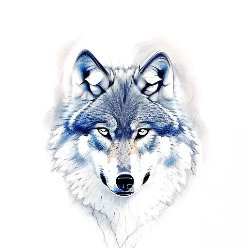 Wolf Face In A Sketch Style