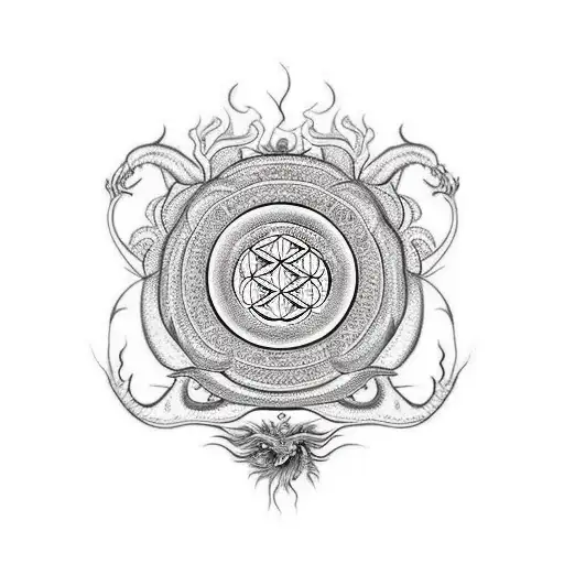Flower Of Life With A Chinese Dragon