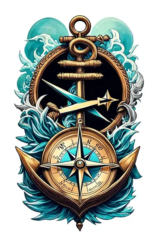 Compass And Anchor Intertwined