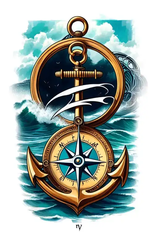 Compass And Anchor Intertwined