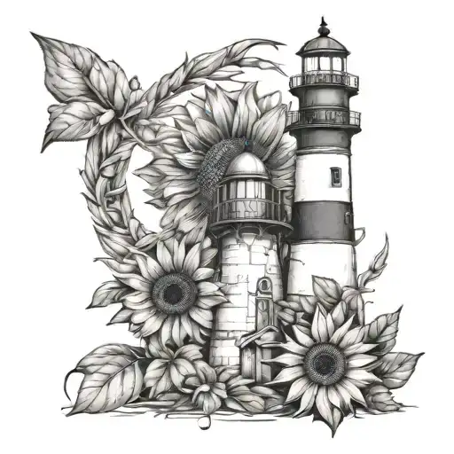 Lighthouse And Sunflower