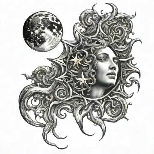 The Sun With The Moon And A Star Intertwined