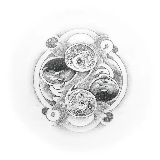 Family Koi Son Daughter Balance Yin Yang Time Be Present