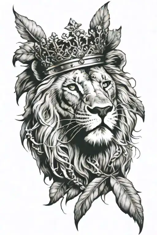 Lion Wearing Crown Of Thorns And A Cross Scar On His Eye