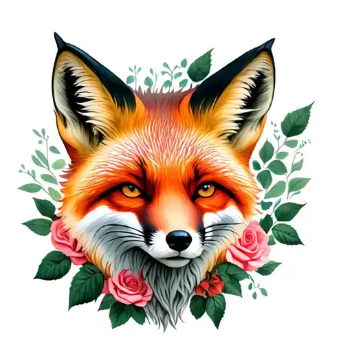 The Fox In Roses With Spikes Looks Directly
