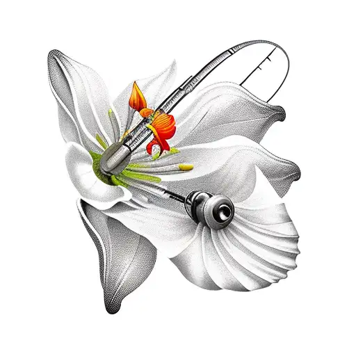 Fishing Rod With Lilium Flower Bait