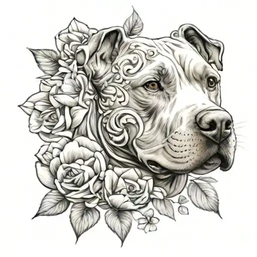Pitbull With Flowers