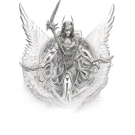 Archangel Battling Demon