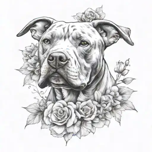Pitbull With Flowers