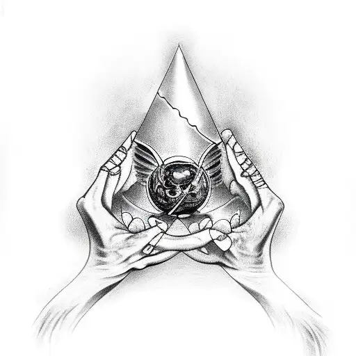 Raven On An Hourglass Held By A Skeletal Hand