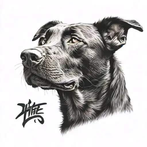 Black Dog Side Portrait Hand Tattoo Design