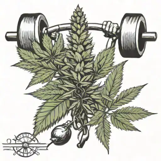 A Weightlifting Barbell Morphing Into A Cannabis Plant