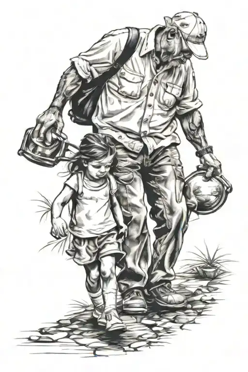 Father An Daughter Walking