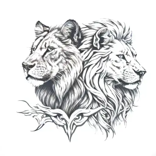 Lion And Wolf Head