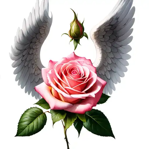 Pink Rose With Angel Wings