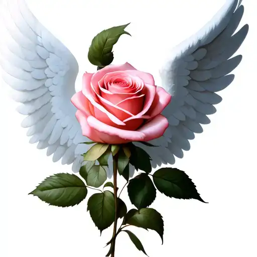 Pink Rose With Angel Wings