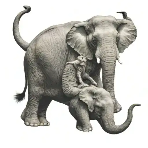 Cat Riding An Elephant