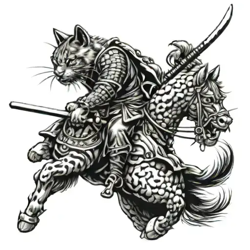 Samurai Riding A Cat