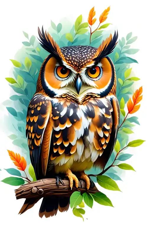 Owl In Nature Scene