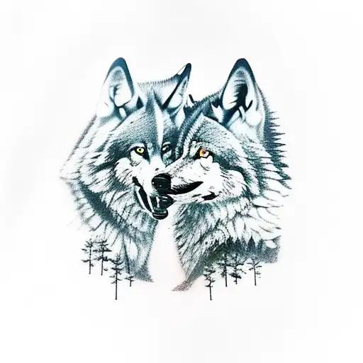Wolves Fighting In The Forest
