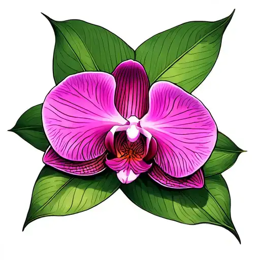 Pink Orchid With Samoan Design Featuring Iconic Symbols