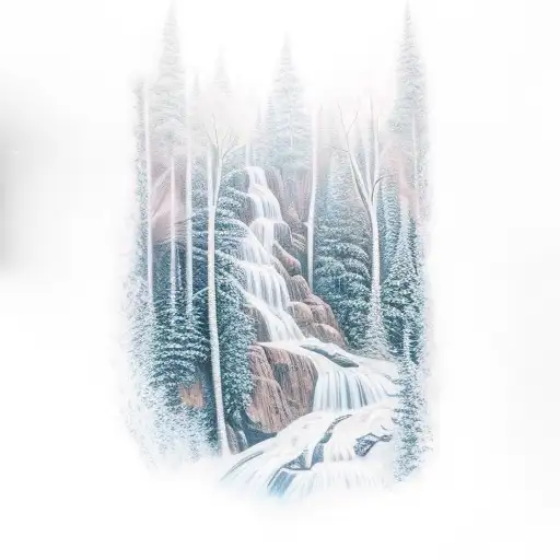 A Majestic Waterfall Flowing Through A Dense Forest