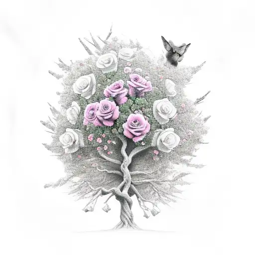 Dead Tree With Roses