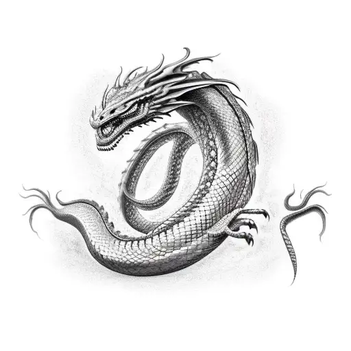 Half Snake Half Dragon Conected To Each Other