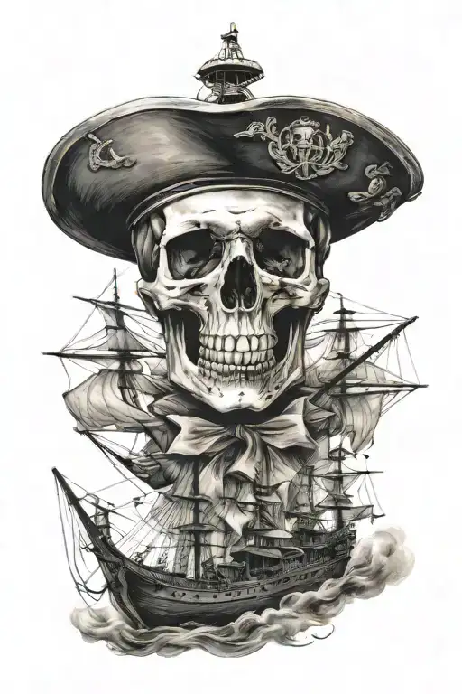 Skull With Old Ship