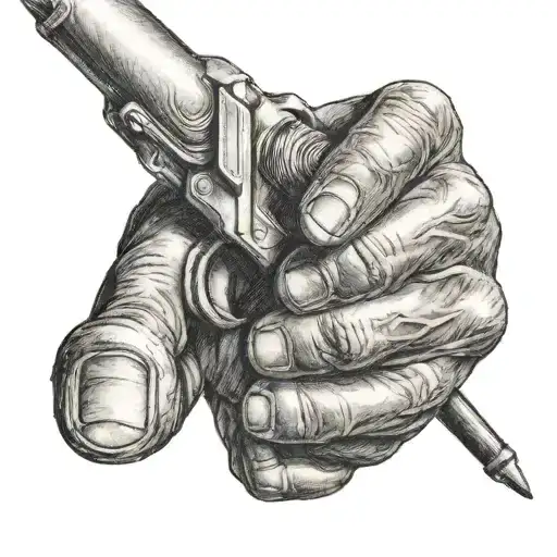 Man Pointing His Finger Like A Gun Intertwined