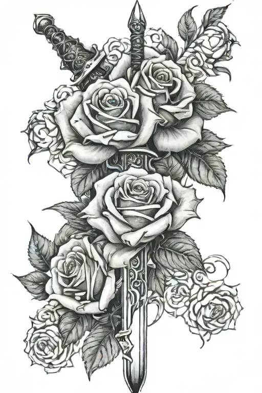 Gothic Nudity Sword Roses